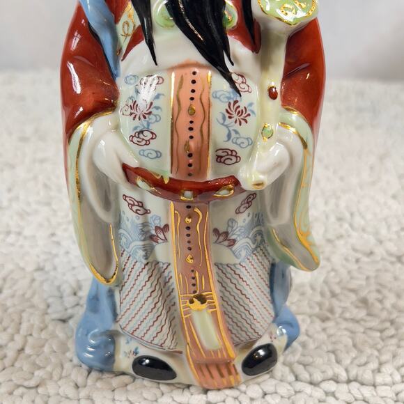 Chinese Famille Rose Porcelain Fu Lu Shou Figurine God of Prosperity Vintage 7" - Picture 11 of 16